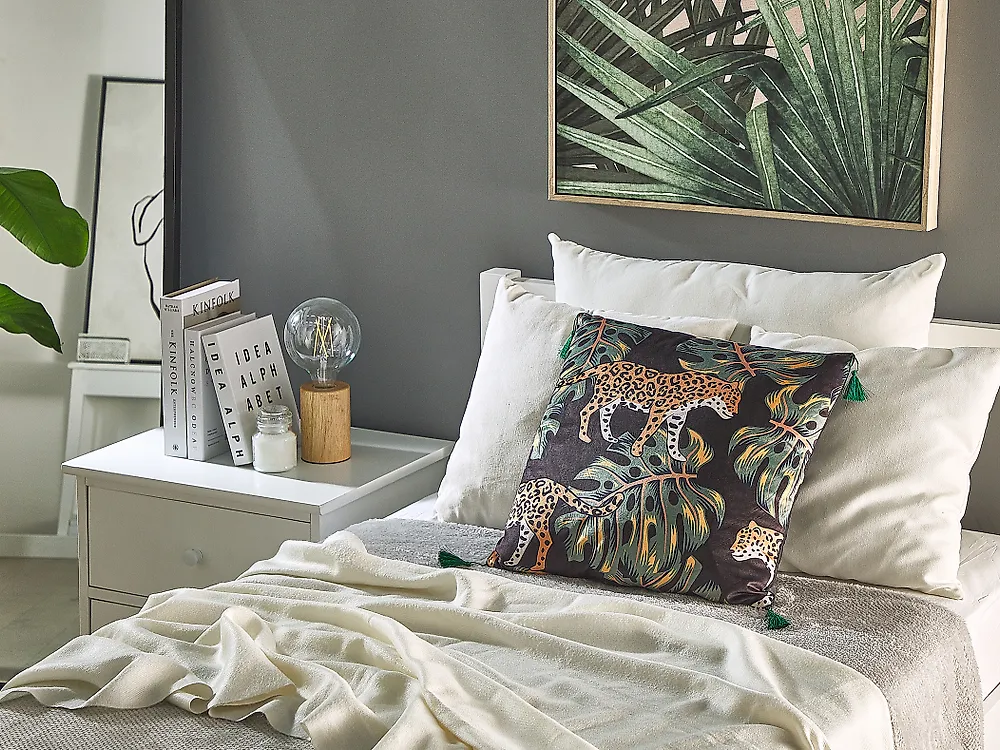 Set of 2 Decorative Cushions KUHI 45 x 45 cm Velvet Black Animal Pattern_1178184