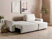 Corner Sofa Bed 3 Seater ABACKA Corduroy Off-White Left Hand_896761