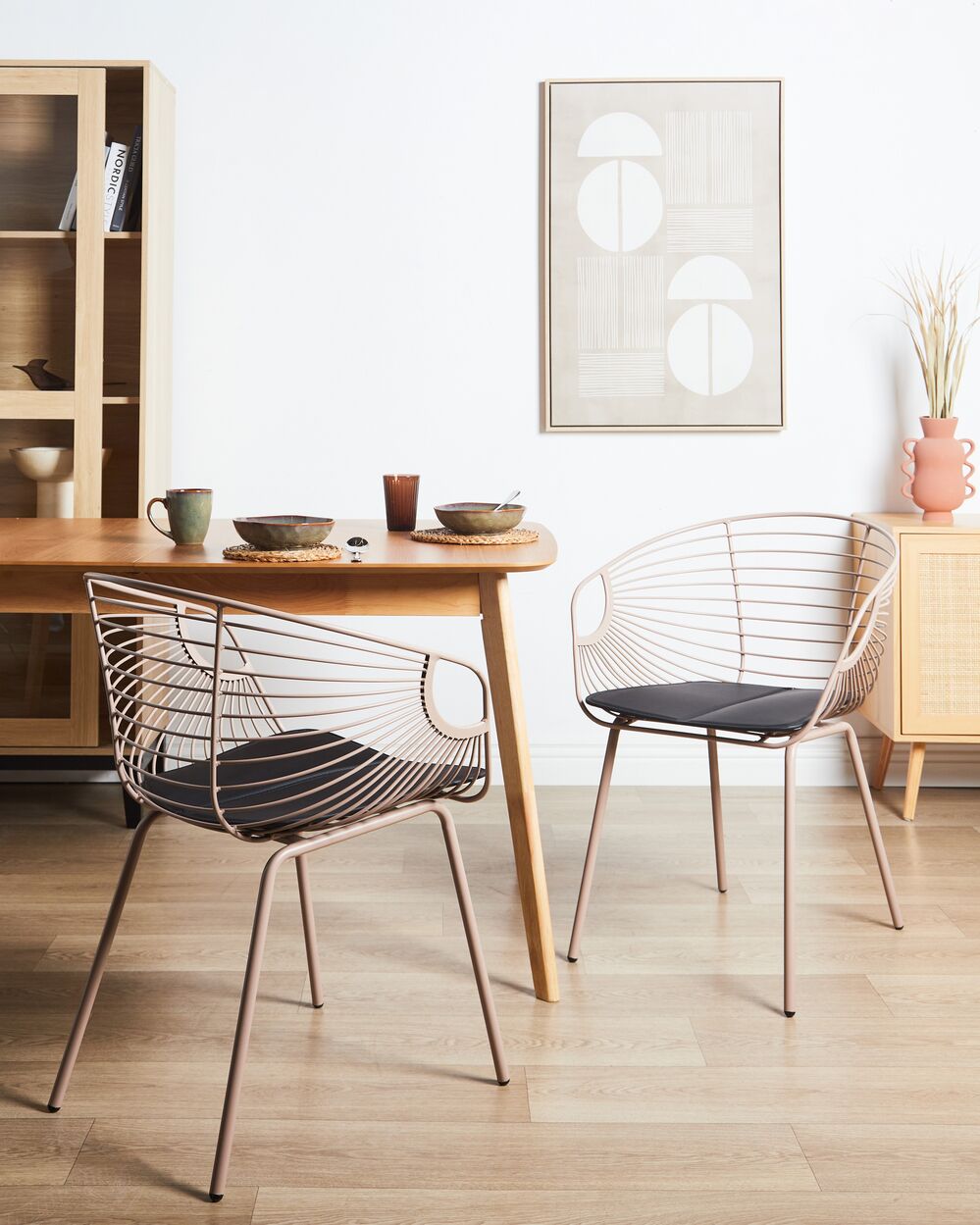 Set van 2 eetkamerstoelen HOBACK Metaal Beige