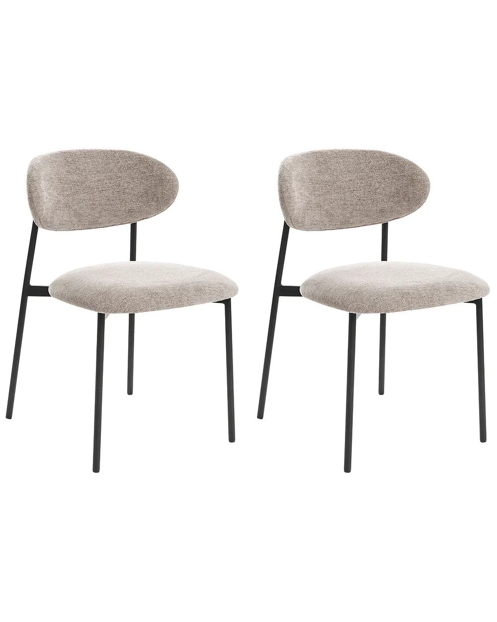 Set of 2 Dining Chairs COWLEY Chenille Taupe_1040060