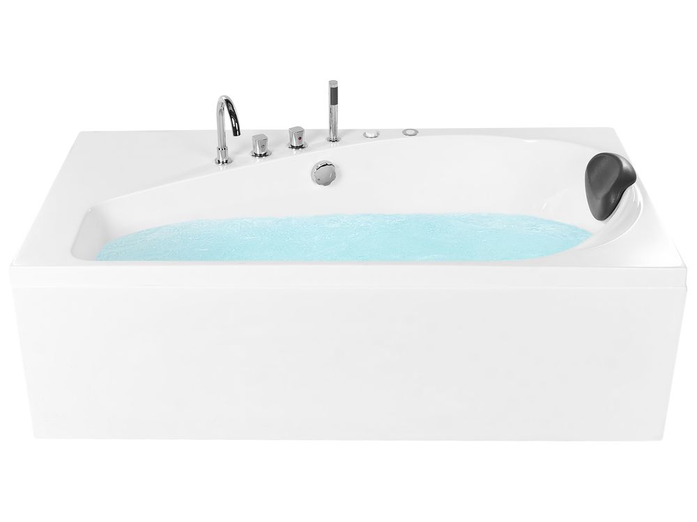 Baignoire d'angle à remous avec LED CAURA 175 x 80 cm Blanc Côté droit