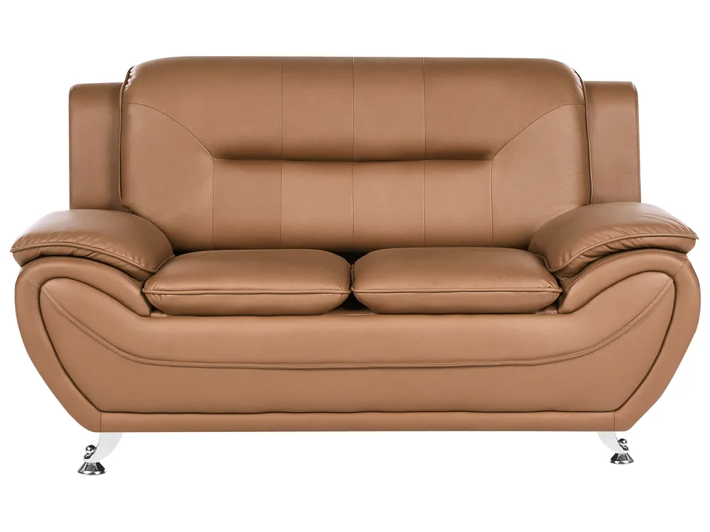 Sofa 2-Sitzer LEIRA Kunstleder Goldbraun