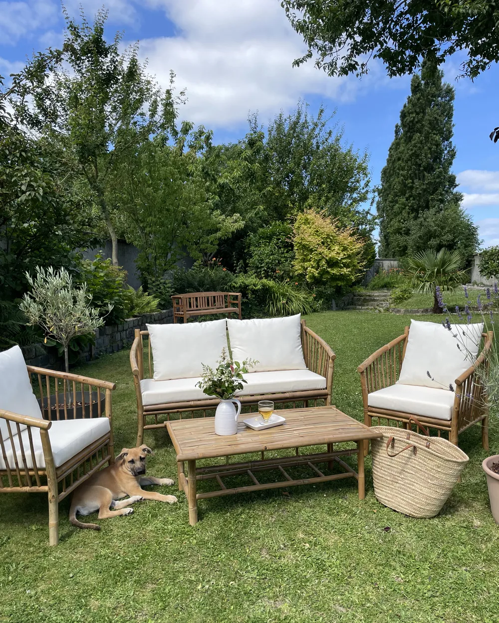 Lounge Set mit Tisch 4-Sitzer MAGGIORE Bambus Hellbraun_941620
