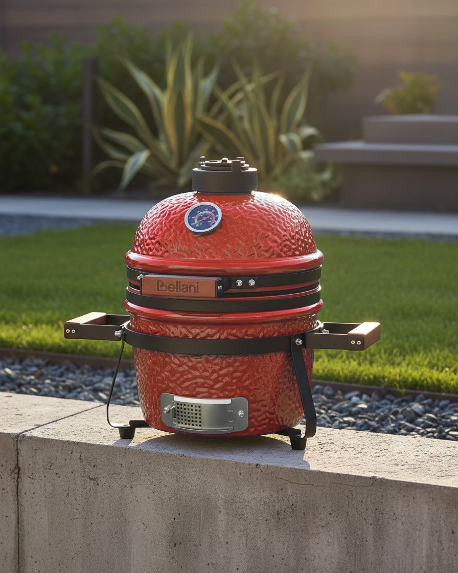 Mini-Holzkohlegrill KAMADO Keramik Rot