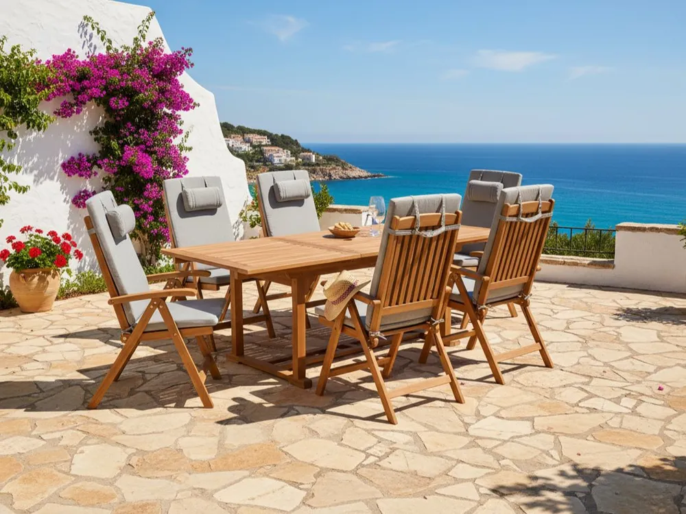 Outdoor Sitzkissen 6er Set JAVA/AMANTEA PREMIUM 50 x 71 cm Hellgrau