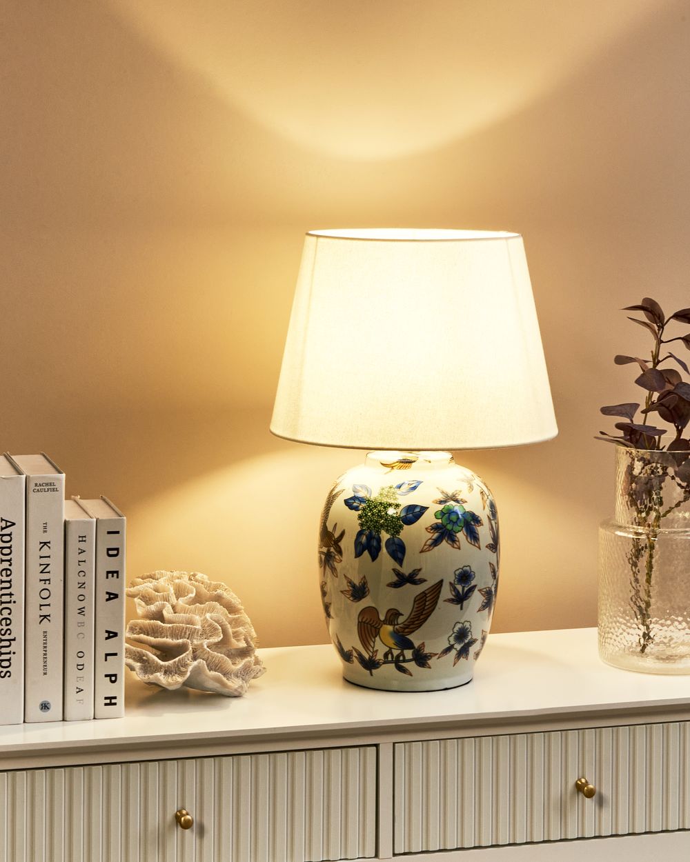 Stolna lampa SUNJA Porcelan bijelo/plavo