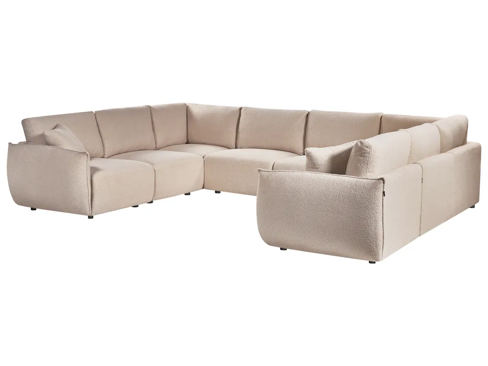 Modular U-Shape Sofa 8 Seater MESNALI Boucle Beige_1046783