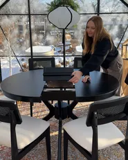 Extending Dining Table TYMIS Black Oak 107/137 cm 107 cm_1052663