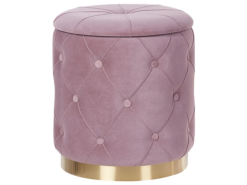 Pouf mit Stauraum 2er Set PUEBLO Samtstoff Rosa_881658