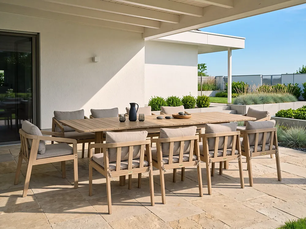 Extending Garden Dining Table TOSCANELLA 180/280 cm 100 cm Certified Acacia Wood Light Brown_1161826