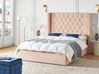 Bett mit Stauraum LUBBON Samtstoff Beige 140 x 200 cm