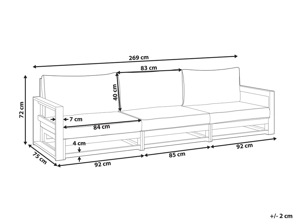 Gartensofa 3-Sitzer TIMOR modular zertifiziertes Akazienholz Dunkelbraun_853444