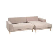 Corner Sofa Bed 3 Seater NUBORG Chenille Light Brown Left Hand_1017629