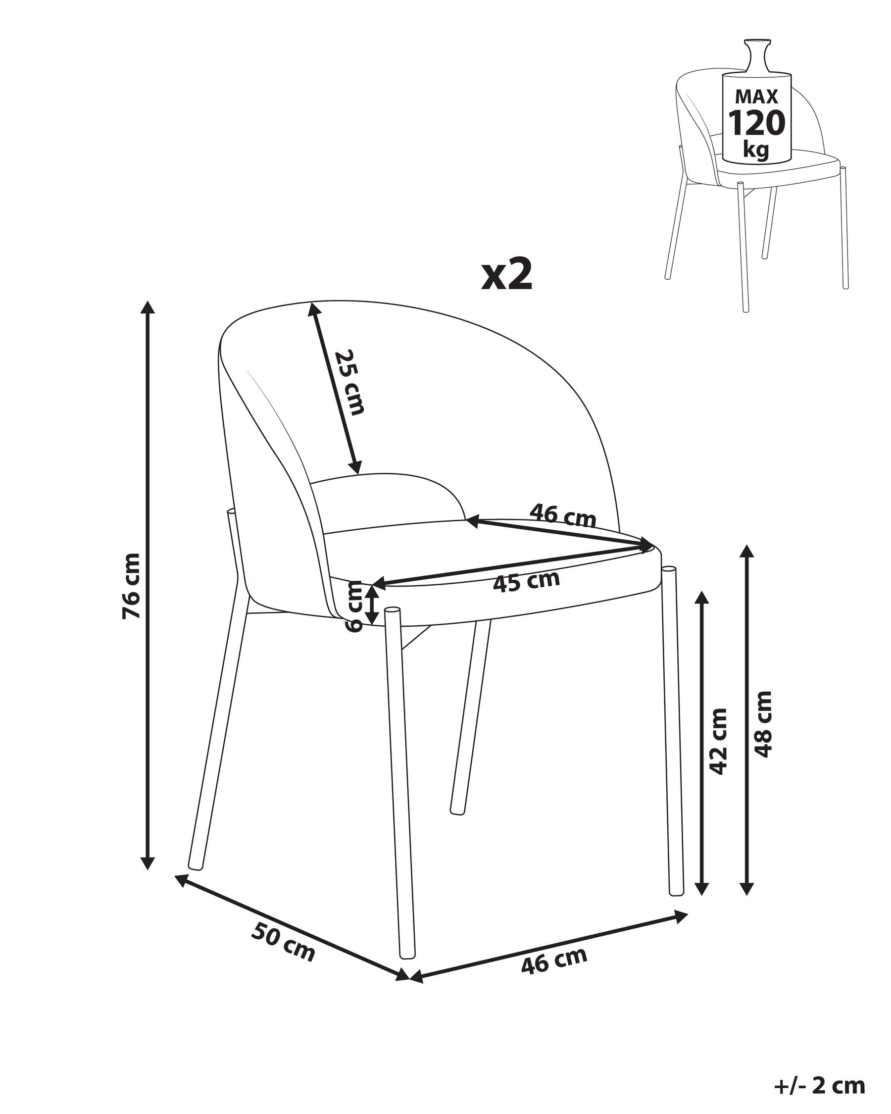 Set of 2 Dining Chairs PENNY Fabric Light Beige_1007314