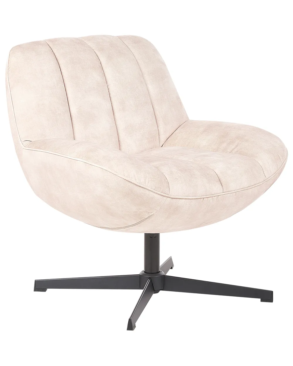 Swivel Armchair LIA with Footstool Velvet Beige_923511