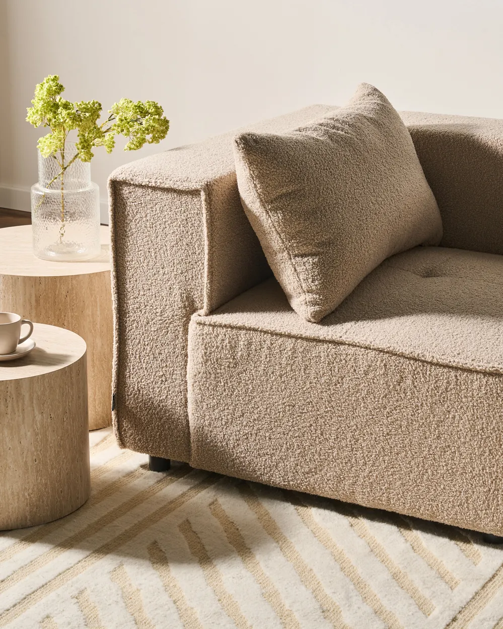 Modul Ecksofa 4-Sitzer AXEBO Bouclé Beige linksseitig_1077228