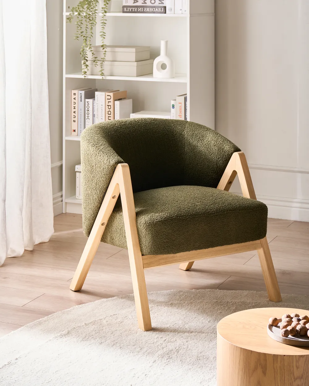 Sessel SKEI Bouclé Dunkelgrün