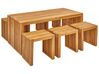 Gartenmöbel Set mit Bänken und Hockern 6-Sitzer BELLANO Akazienholz Braun