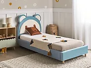 Kinderbett Teddybär Samtstoff MAILLES 90 x 200 cm Blau_1174345