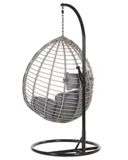 Hängesessel mit Gestell TOLLO Polyrattan Grau_763796