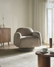Swivel Armchair AAPUA Fabric Beige_1019560