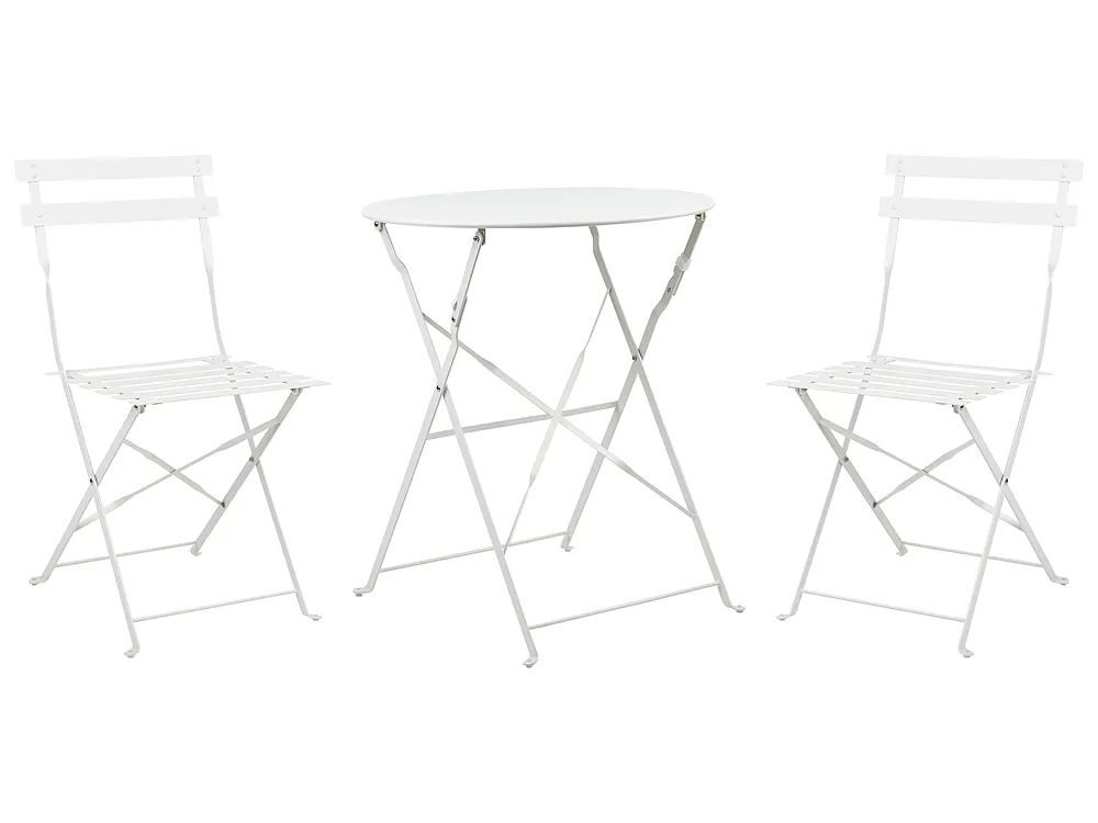 Bistro Set klappbar FIORI Metall Weiß