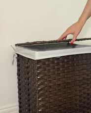 Laundry Basket with Lid MUCUBAJI Fabric Dark Brown 83 L_1082378