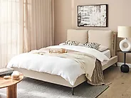 Bett mit Lattenrost Bouclé MELLE 140 x 200 cm Beige_1184855