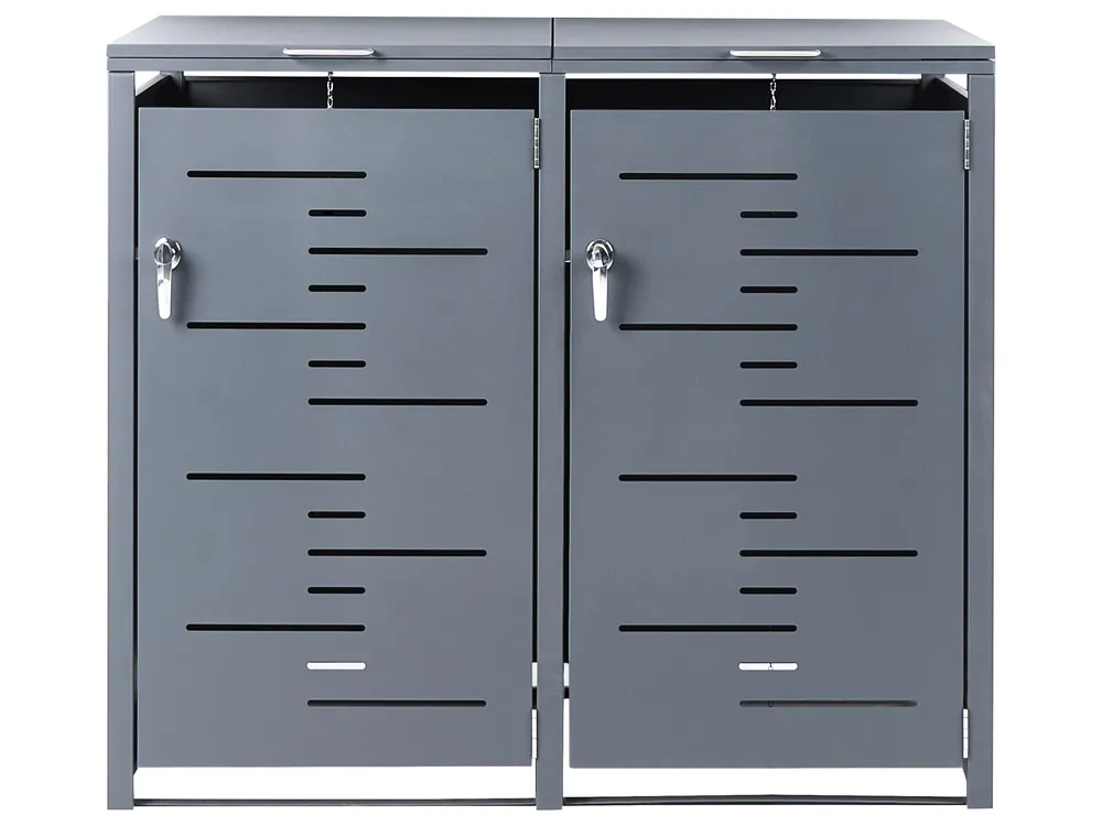 Doppel-Mülltonnenbox 480 L PERISSA Metall Dunkelgrau_1073482