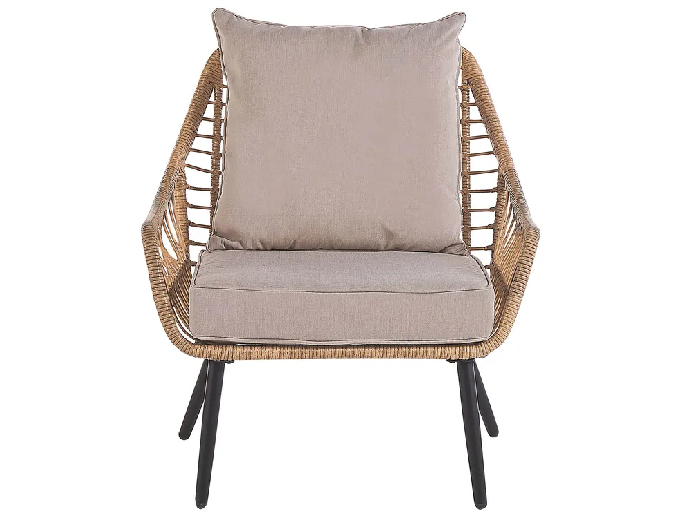 Bistro Set inkl. Kissen LAURETO Polyrattan Naturfarben_812199