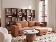 Corner Sofa 3 Seater LOFOTEN Fabric Light Red Left Hand_943488