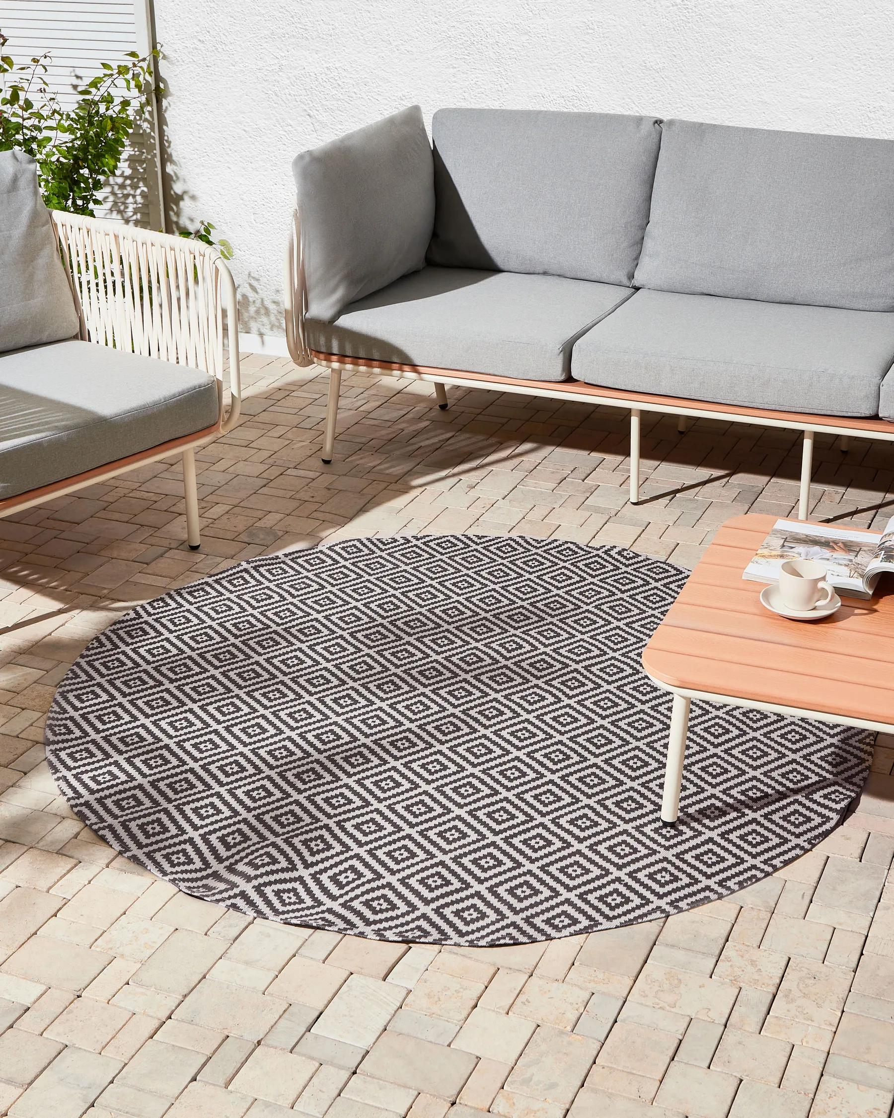 Outdoor Rug THRISSUR Grey ø 160 cm_992373