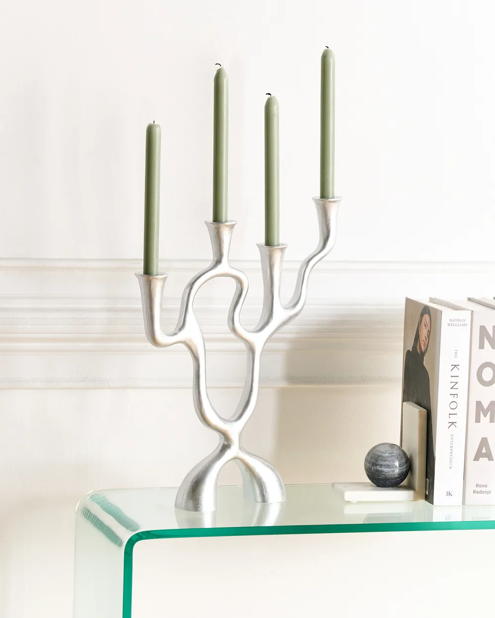 Kerzenständer FAMOES 41 cm Metall Silber_968300