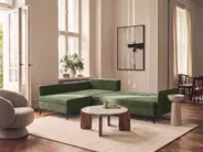 Eckschlafsofa 3-Sitzer KOGE mit Stauraum Stoff Grün rechtsseitig_1087846