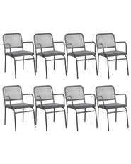 Set mit 8 Stühlen und Sitzkissen TACENO Metall Grau_1007835