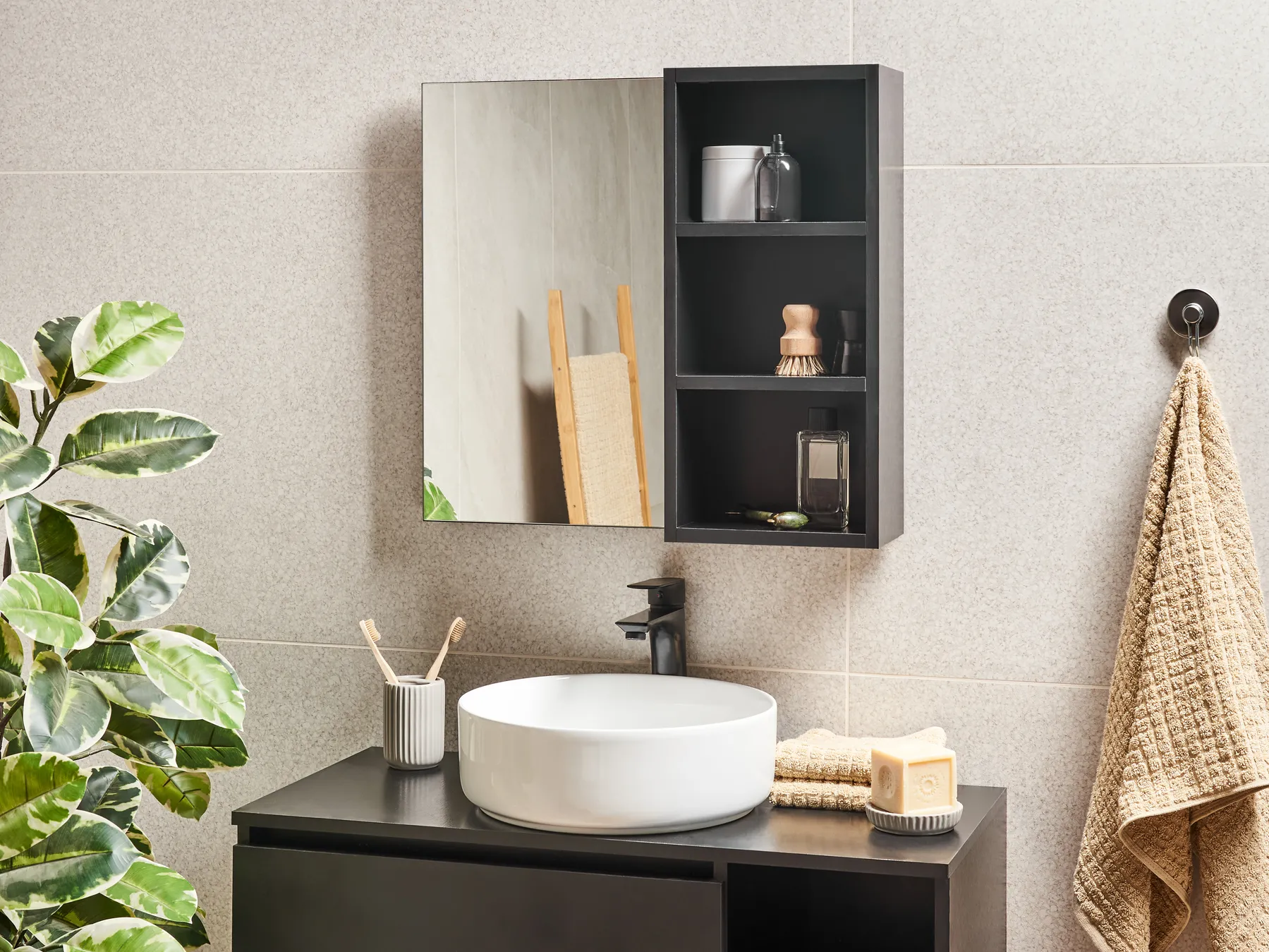 Bad-Spiegelschrank JOINVILLE 60 cm Schwarz_978169