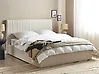 Bett mit Stauraum VION Stoff Hellbeige 160 x 200 cm