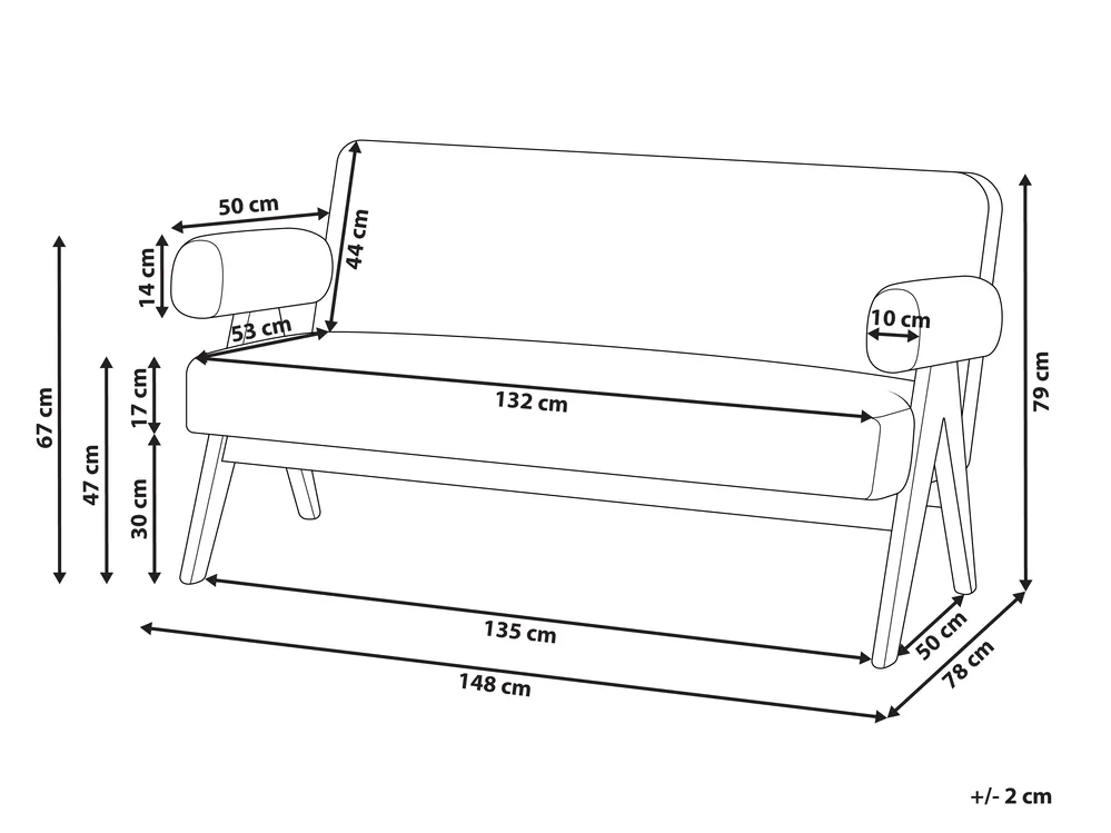 Sofa 2-Sitzer TAMRE Bouclé Cremeweiß / Hellbraun_985278
