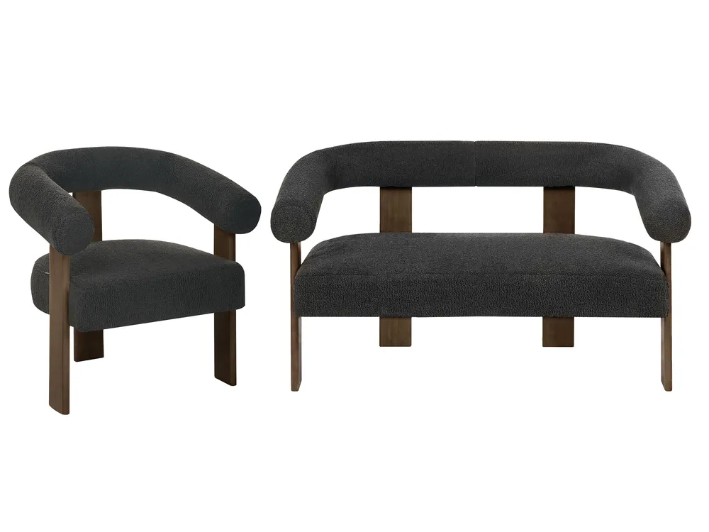 Living Room Set ILBRO Boucle Black/ Dark Brown_985029