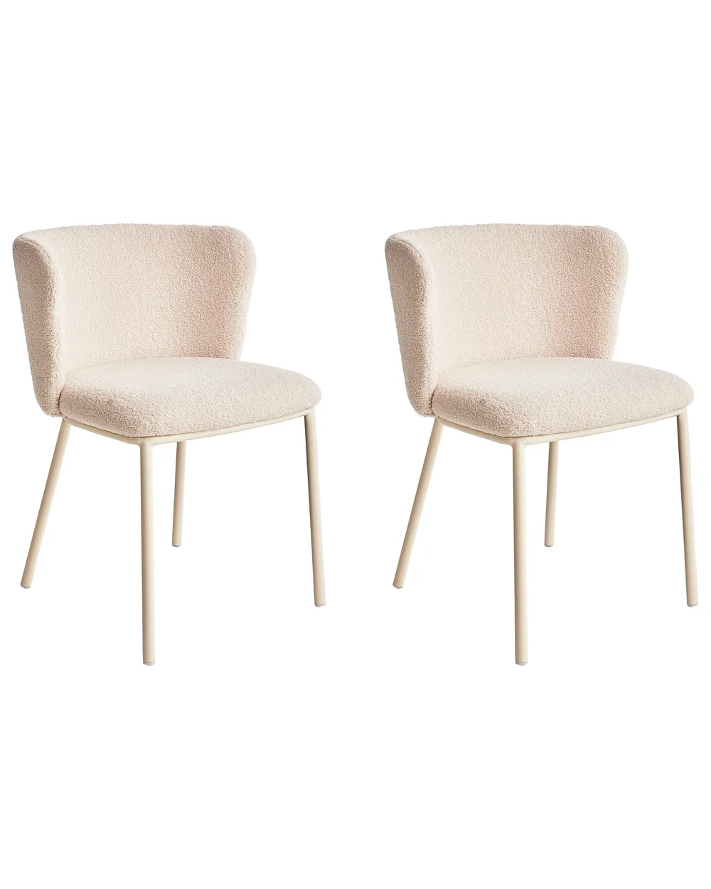 Esszimmerstuhl 2er Set MINA II Bouclé Hellbeige_954455