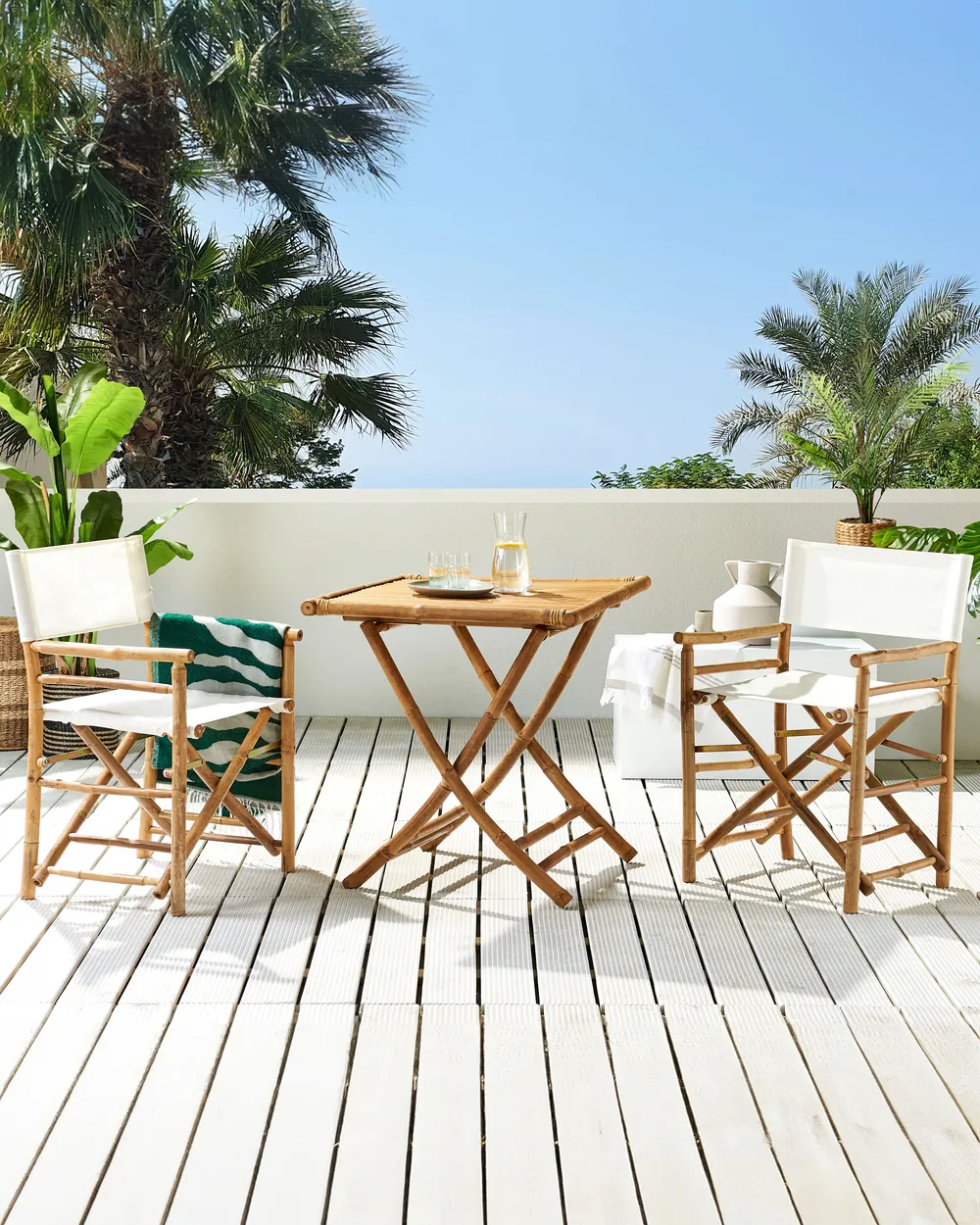 Gartenstuhl 2er Set MOLISE Bambus Braun