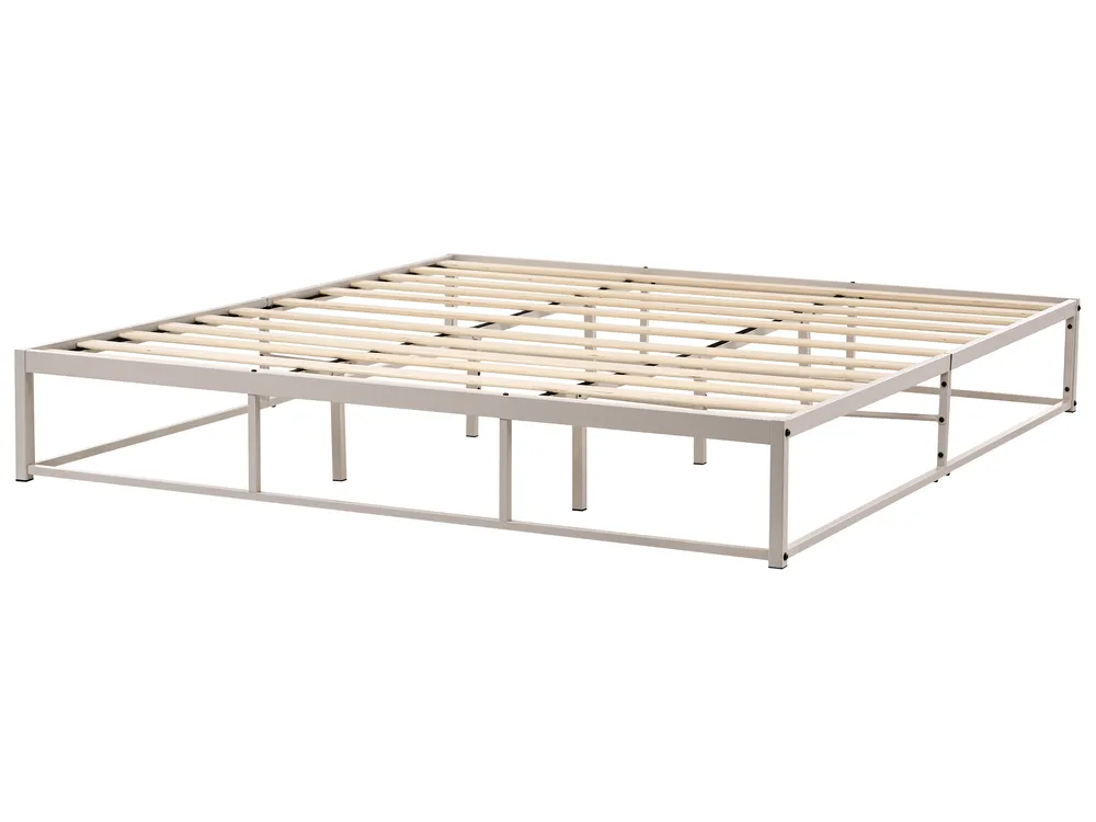 Bett ohne Kopfteil Metall VIRY 180 x 200 cm Hellbeige_1073038