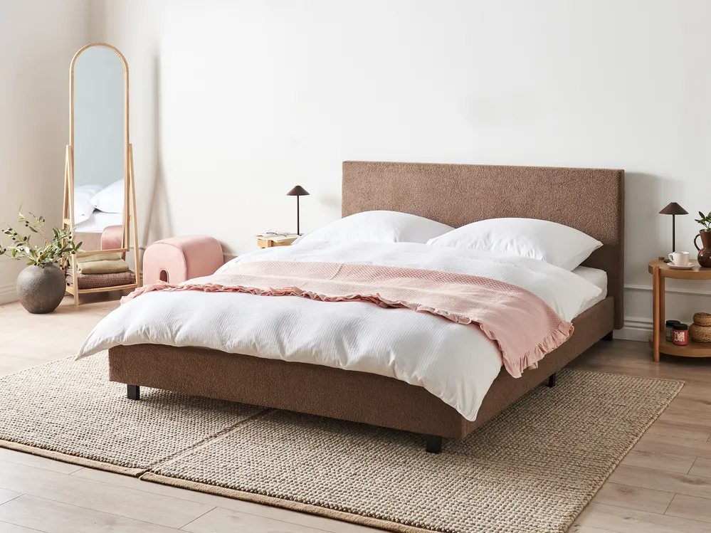 Wasserbett Bouclé ALBI 160 x 200 cm Braun