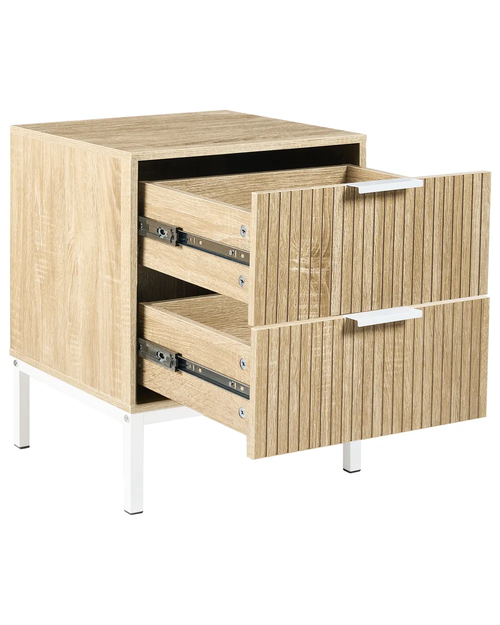 2 Drawer Bedside Table ROYALLA Light Brown_1021410