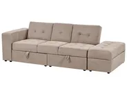 Sofa Bed 3 Seater FALSTER with Storage Fabric Light Brown_935845