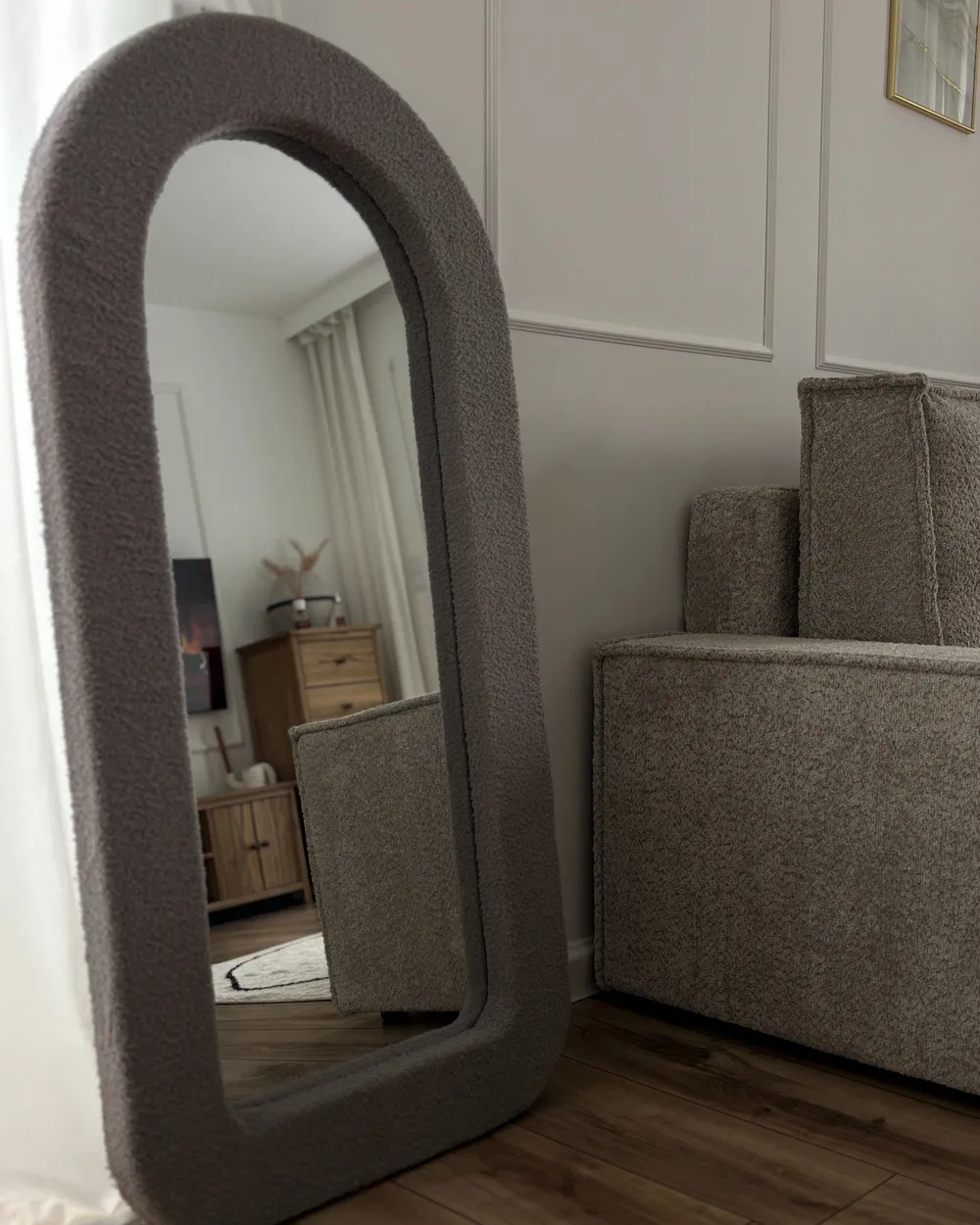 Wandspiegel CERVON 60 cm 120 cm Bouclé Taupe_976536