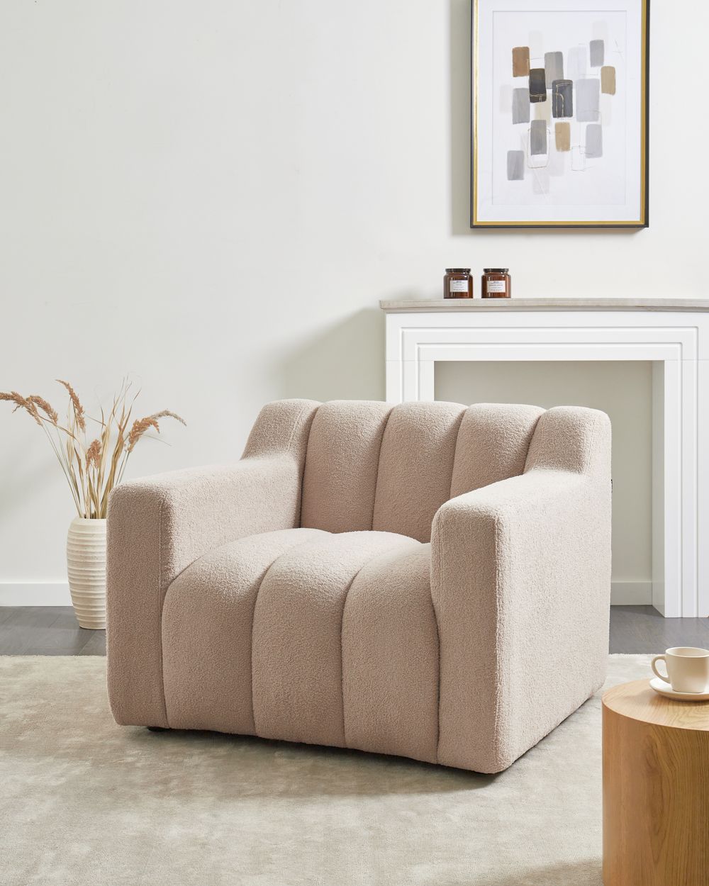 Fauteuil AGERUP Bouclé Beige