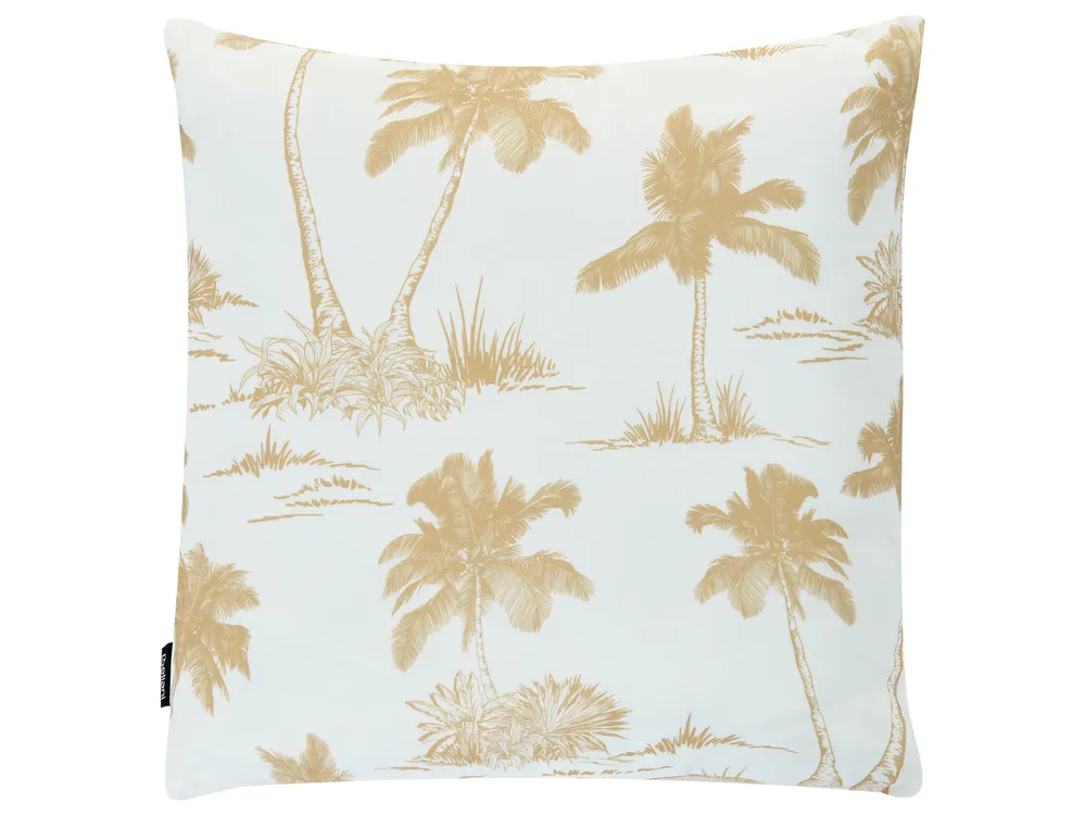 Gartenkissen 3er Set ARUM Pflanzenmuster 45 x 45 cm Beige / Weiß_1124636