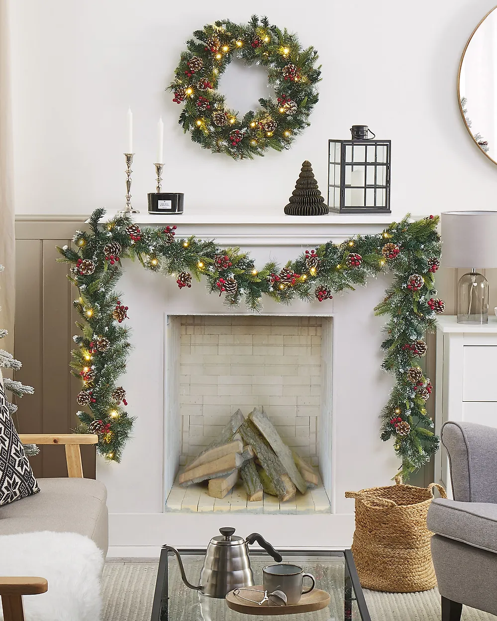 Weihnachtskranz LED PAIMIO 60 cm Grün