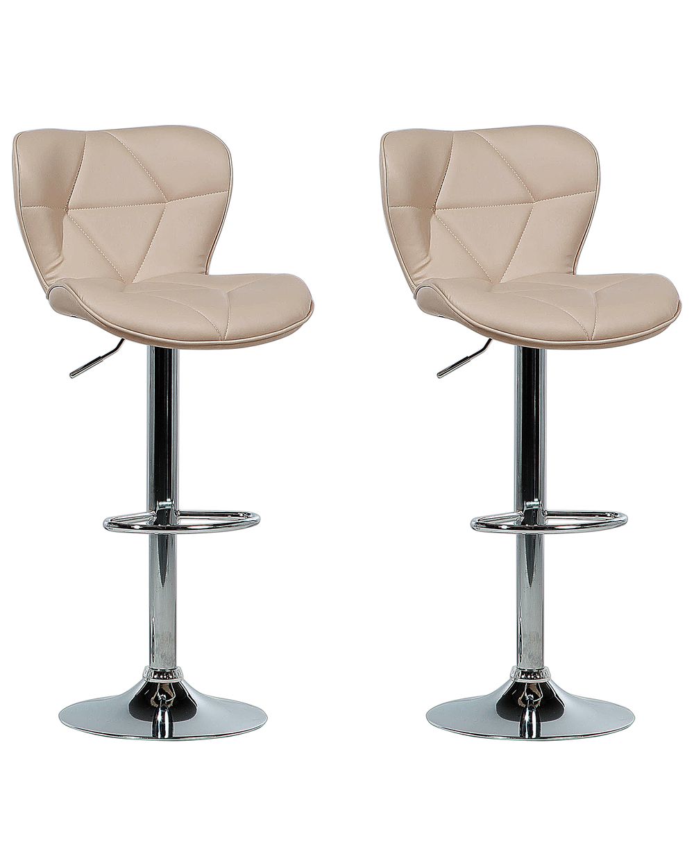 Set of 2 Bar Chairs VALETTA Swivel Faux Leather Light Beige
